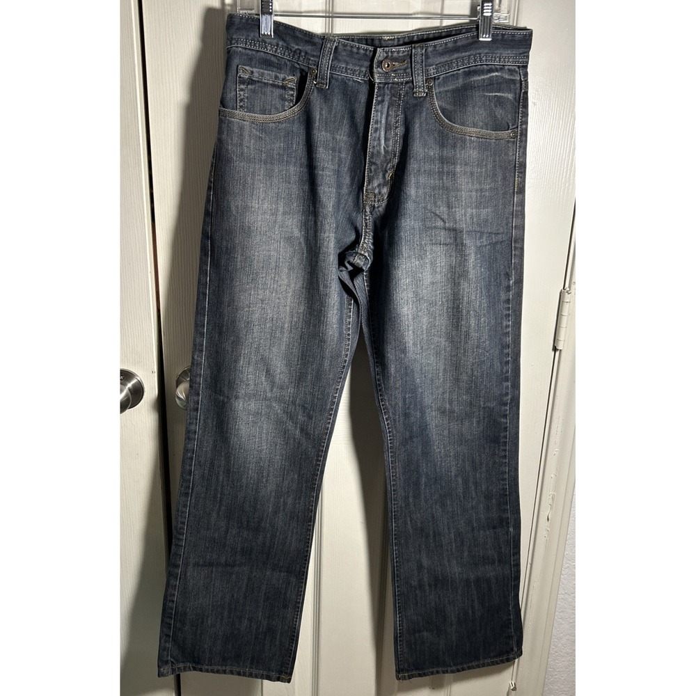 Vintage Y2K Flypaper Men's Blue Dark Wash Denim Bootcut Jeans Size 32x32